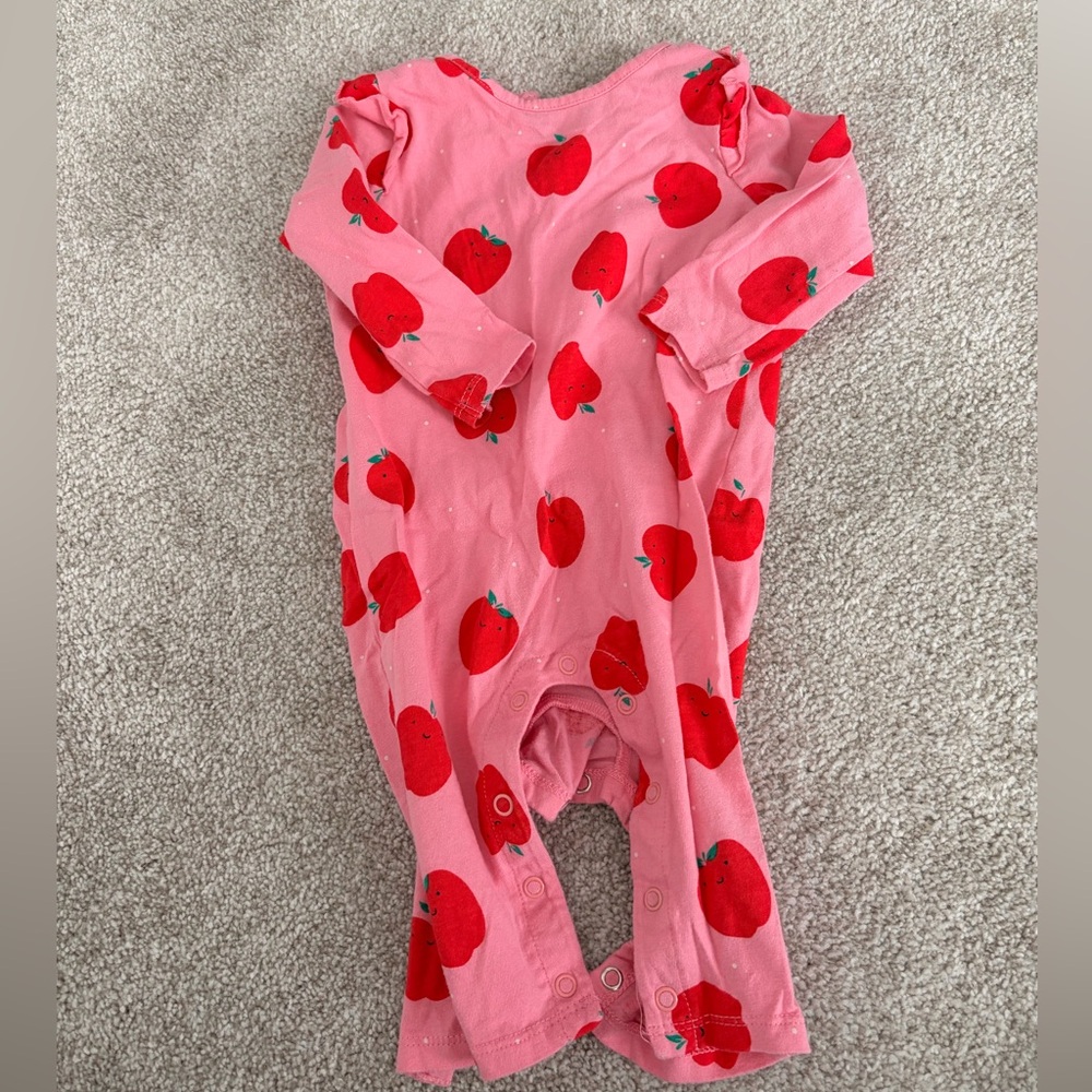 Joe Fresh Pink One-Piece with Red Apple Print